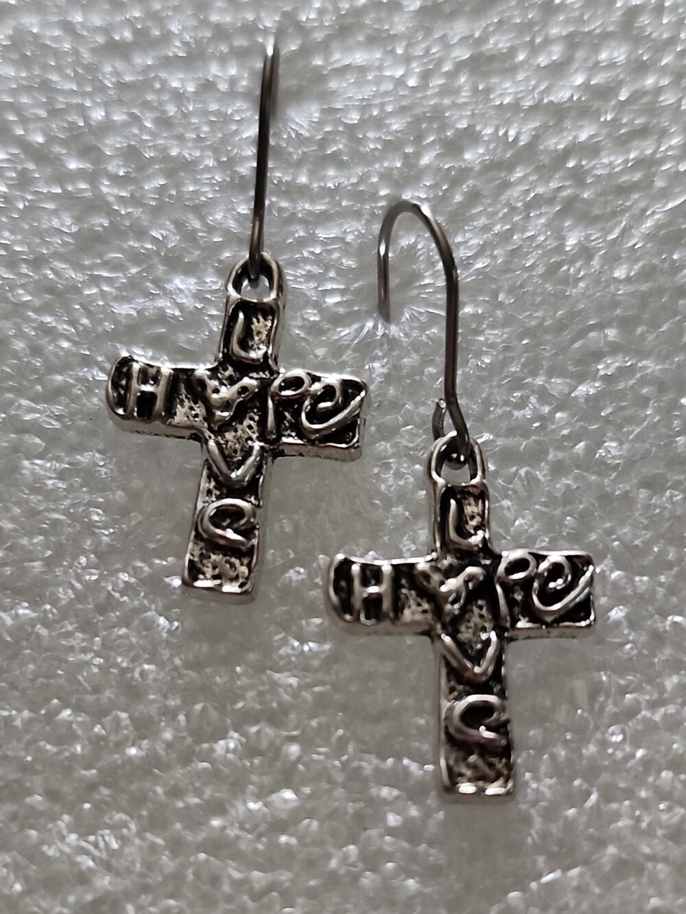 Hand Crafted Silver Cross Dangle Earrings
